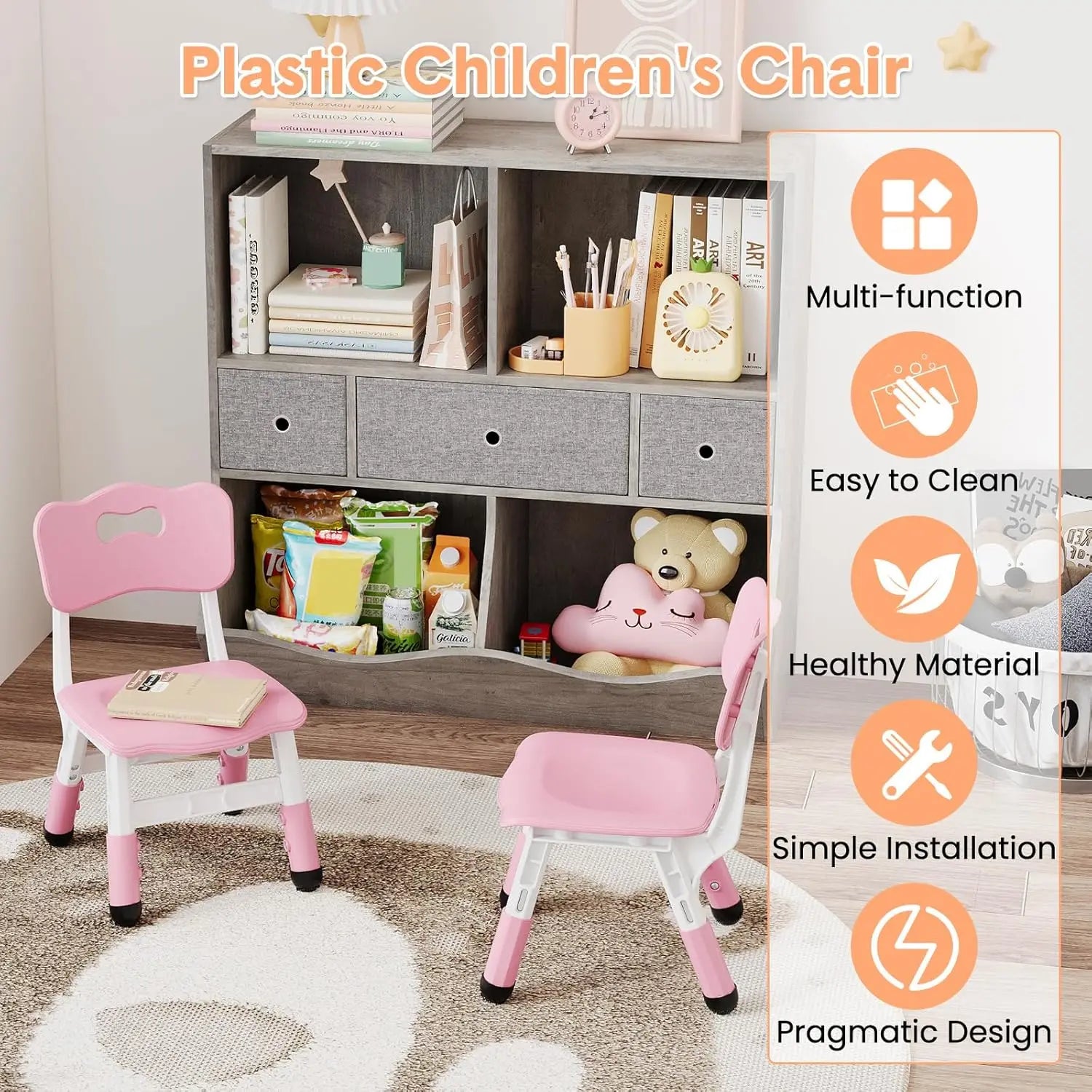 2-Pack Adjustable Kids Chairs 3-Level Height Toddler