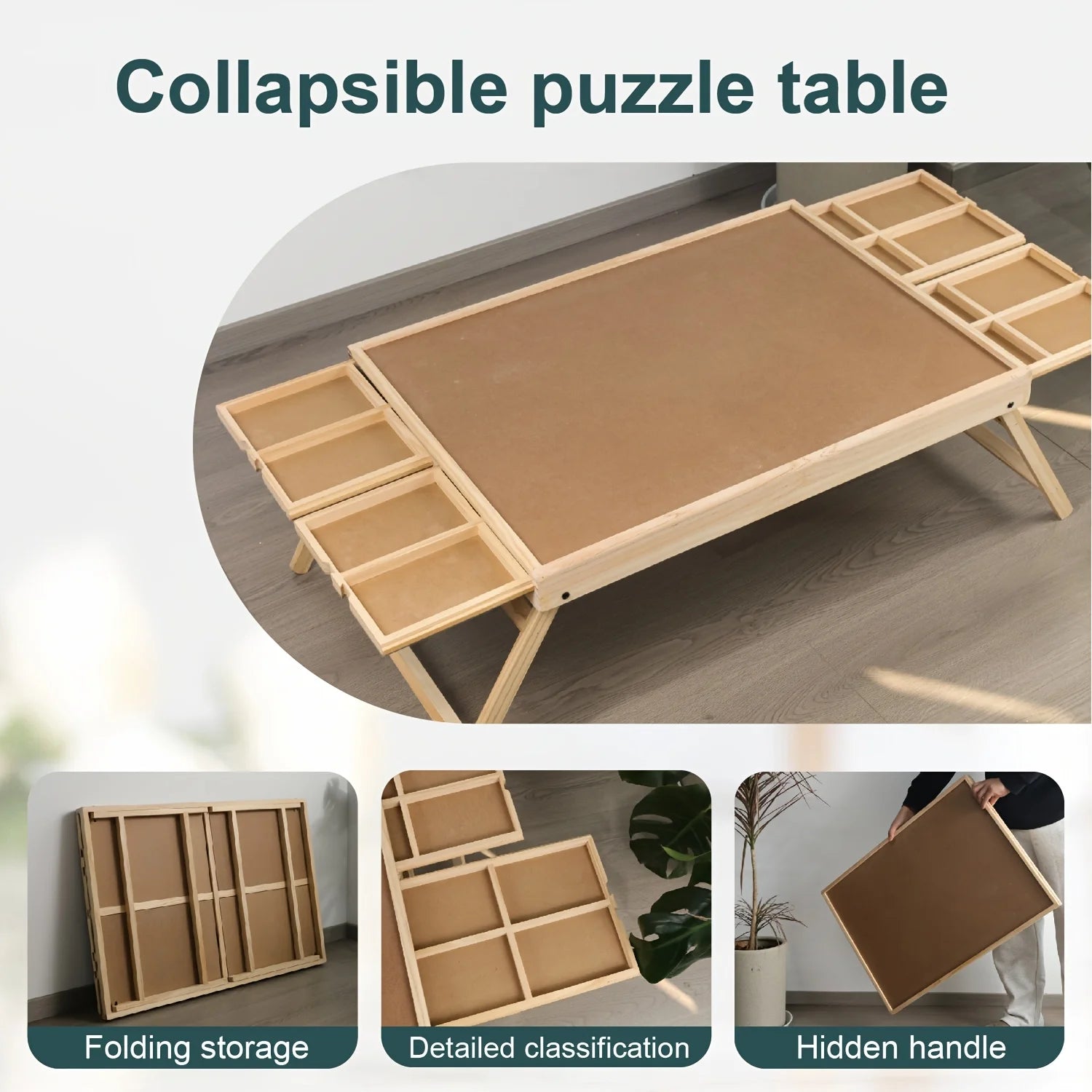 Portable 16 Grids & 4 Drawers, 1000pc  Puzzle Table