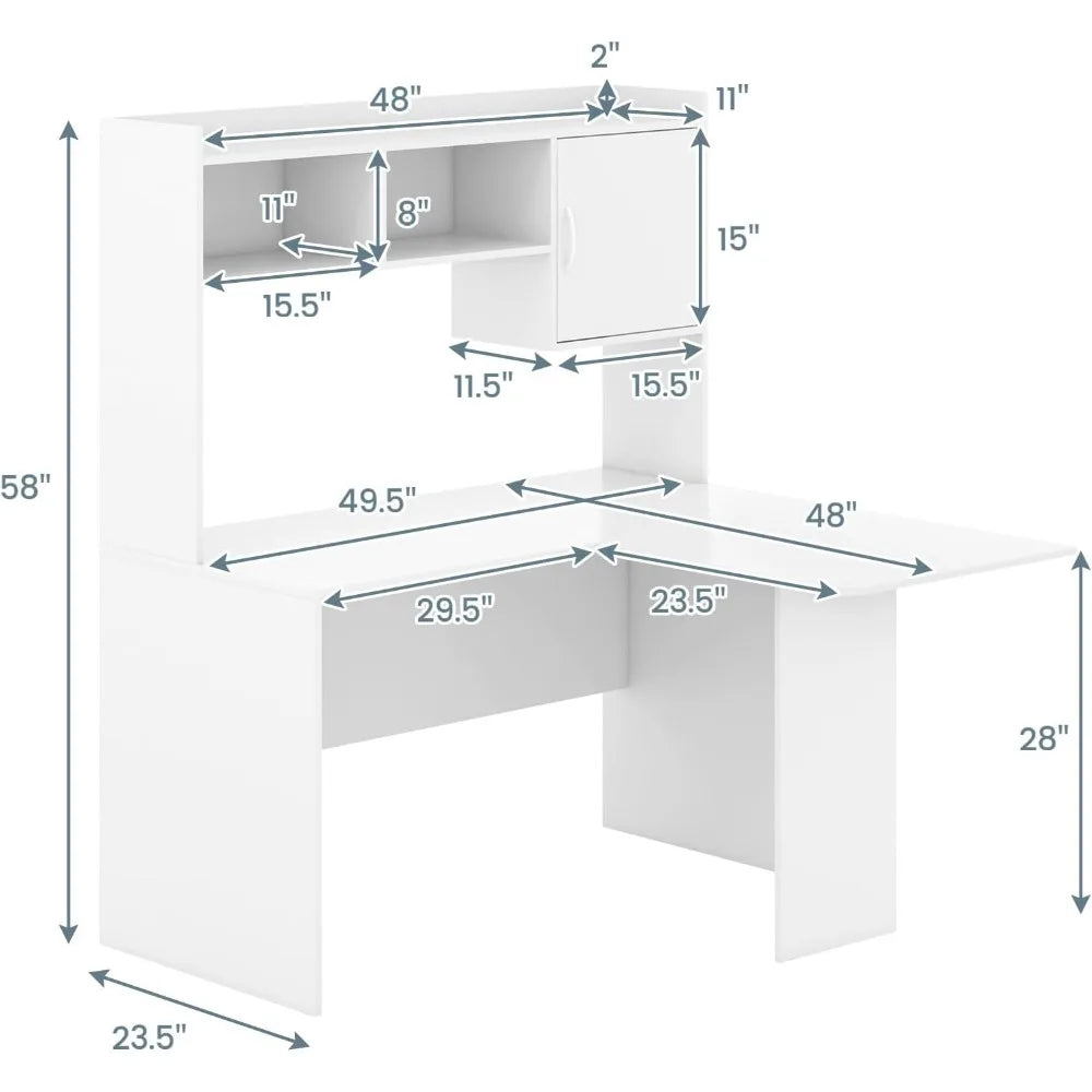 L Shaped Desk with Hutch