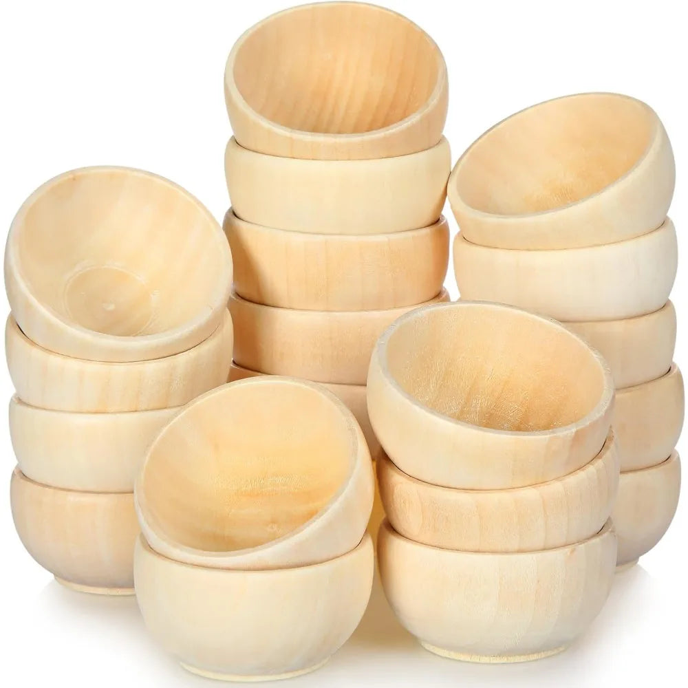 40 Pcs Unfinished Wooden Mini Bowls, 1.5 oz