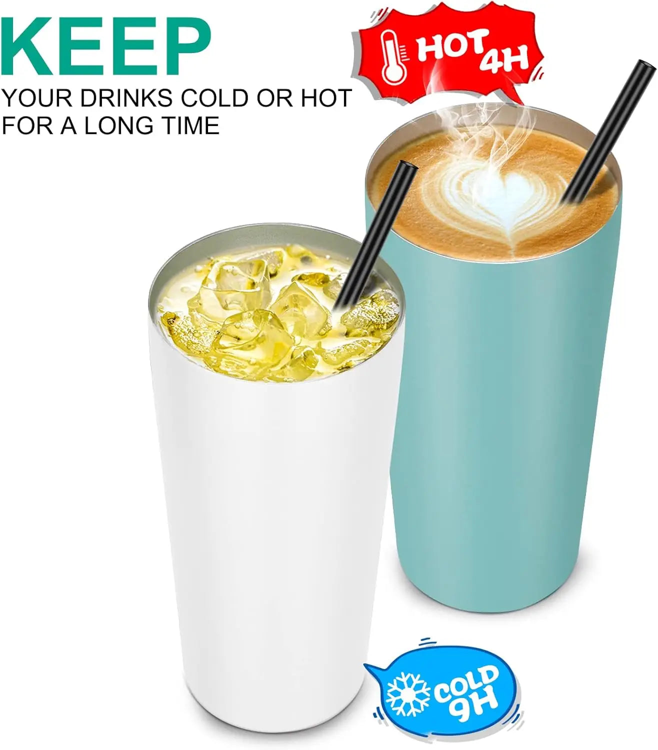Stainless Steel Vacuum Insulated Tumbler w / Lid & Straw