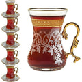 Elegant Vintage Style Tea Glasses & Saucers Set of 6