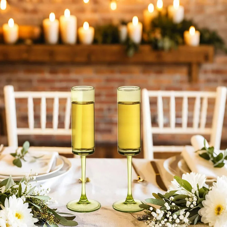 Green Champagne Glasses