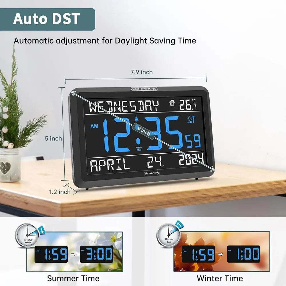 Large Digital Clock with Date