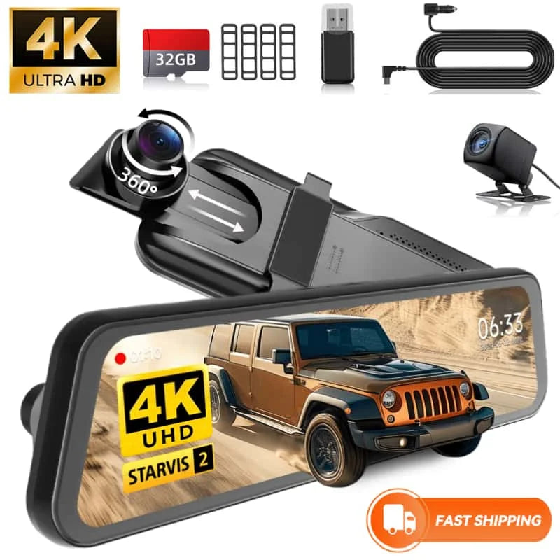 Touch Screen Mirror Dash Cam Front & Rear