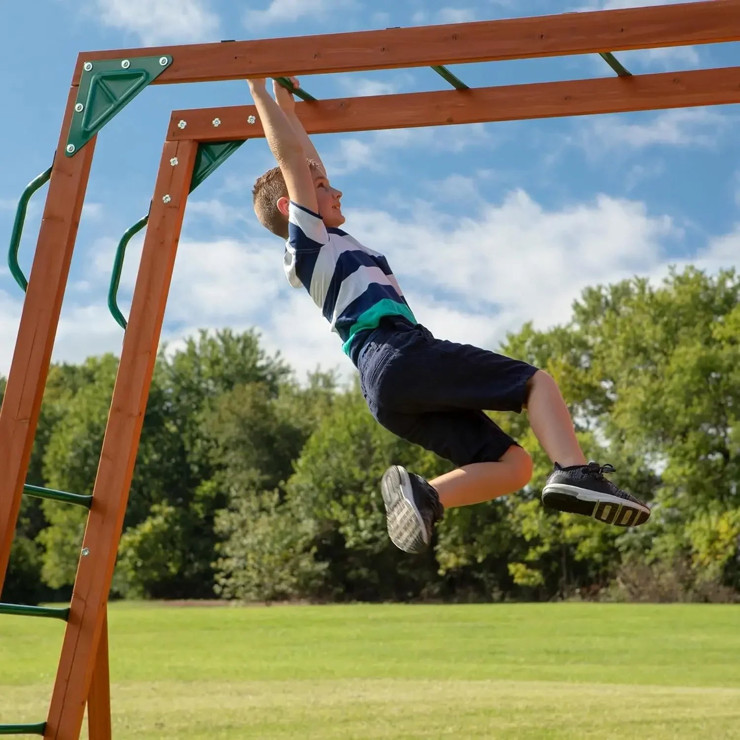 II Cedar Wood Swing Set with Wave Slide
