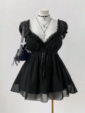 Plus Size Gothic Lace Trim V-Neck