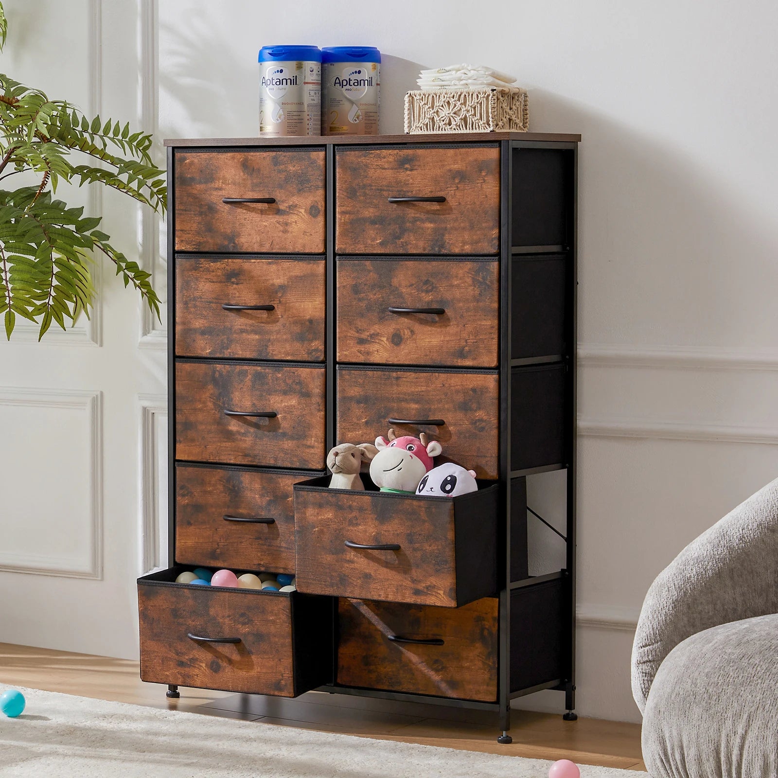 Bedside Table w/ 10  Drawers Wardrobe