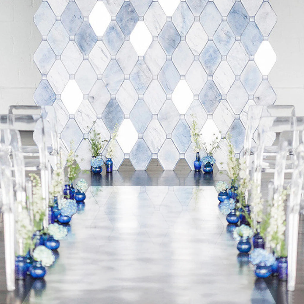 65FT x 3FT Silver Mirrored Floor Wedding Aisle Runner
