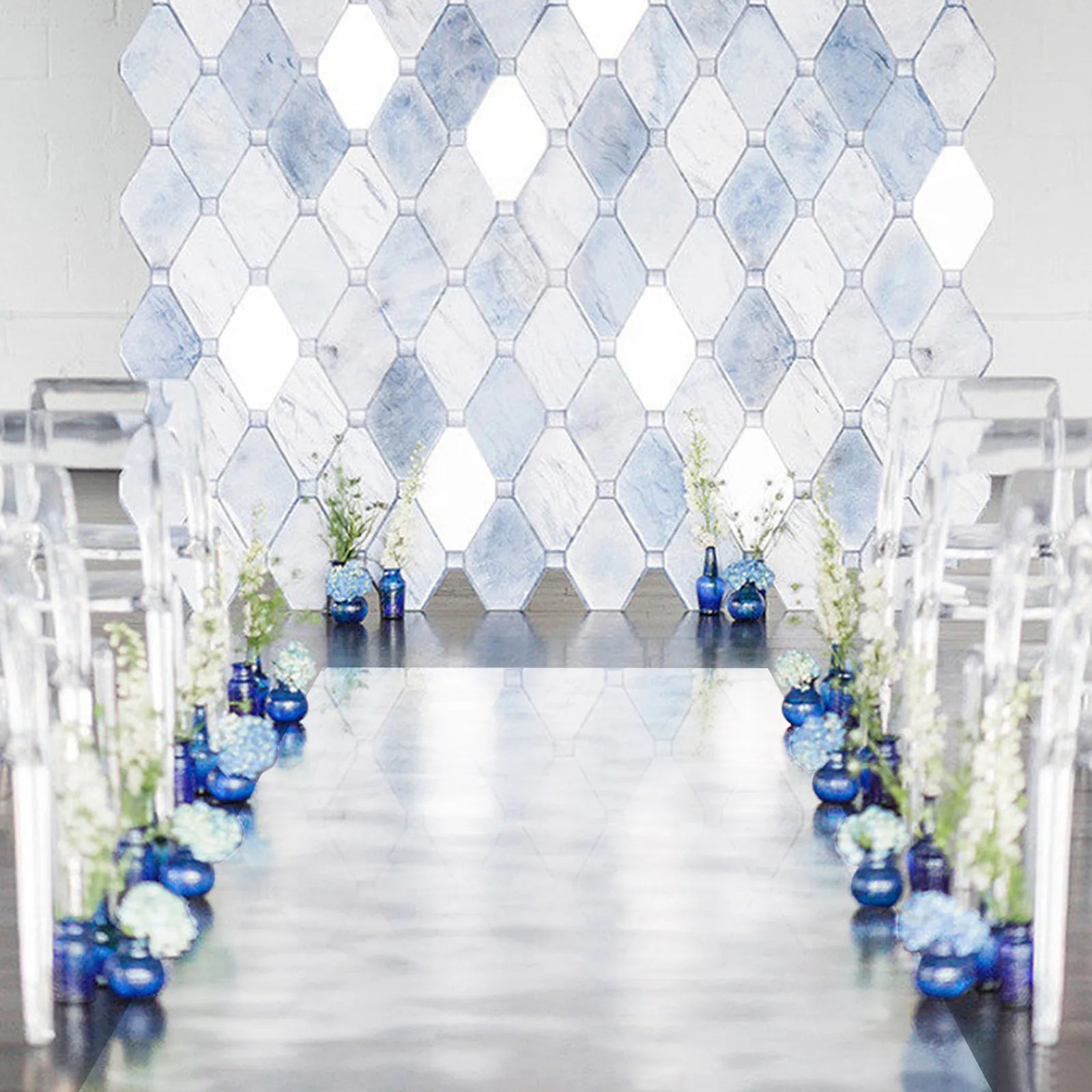 65FT x 3FT Silver Mirrored Floor Wedding Aisle Runner