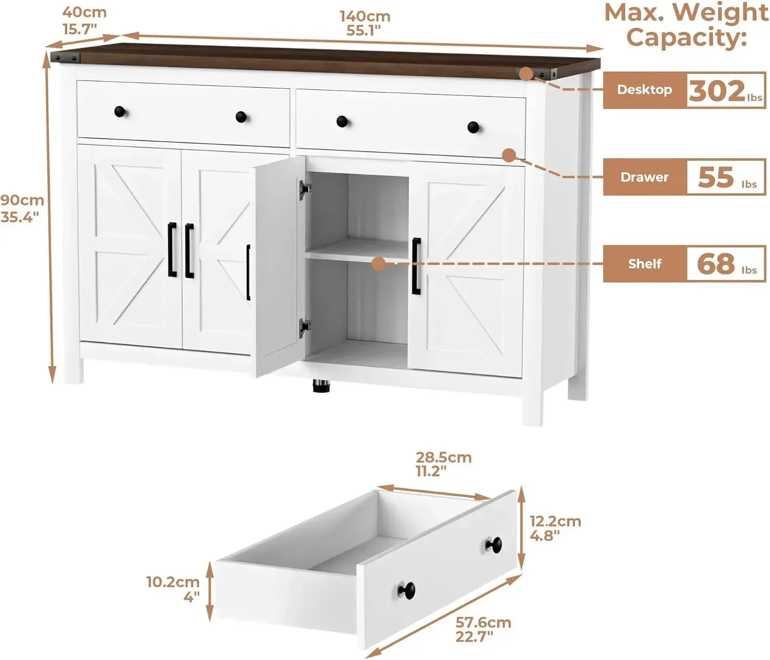 55" Sideboard Buffet Cabinet