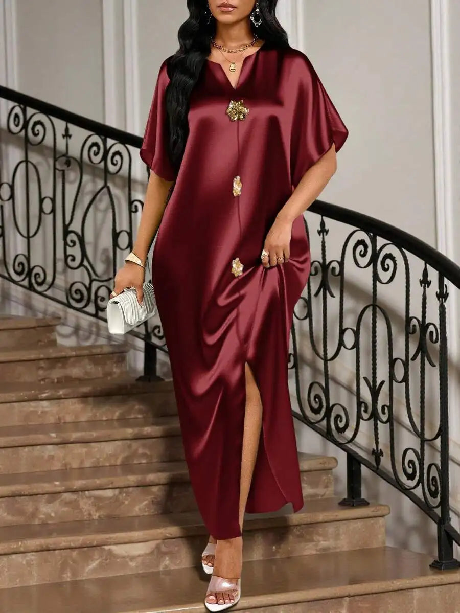 Elegant Satin Midi Dress