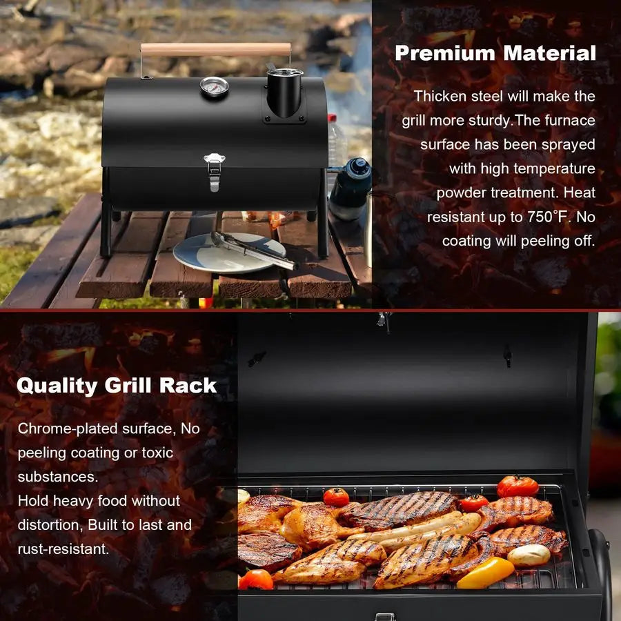 Portable Charcoal Grill with Thermometer