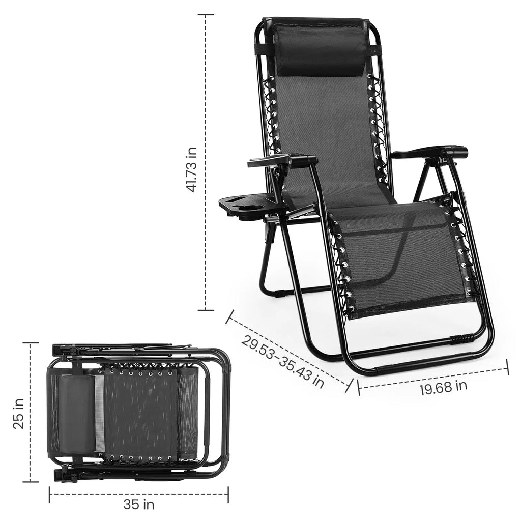 Set of 2 Portable Recliner Camping Lounge Chair