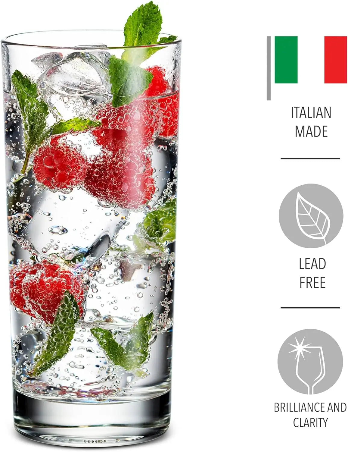 Tall Highball 14 oz Drinking Glasses, Set of 4