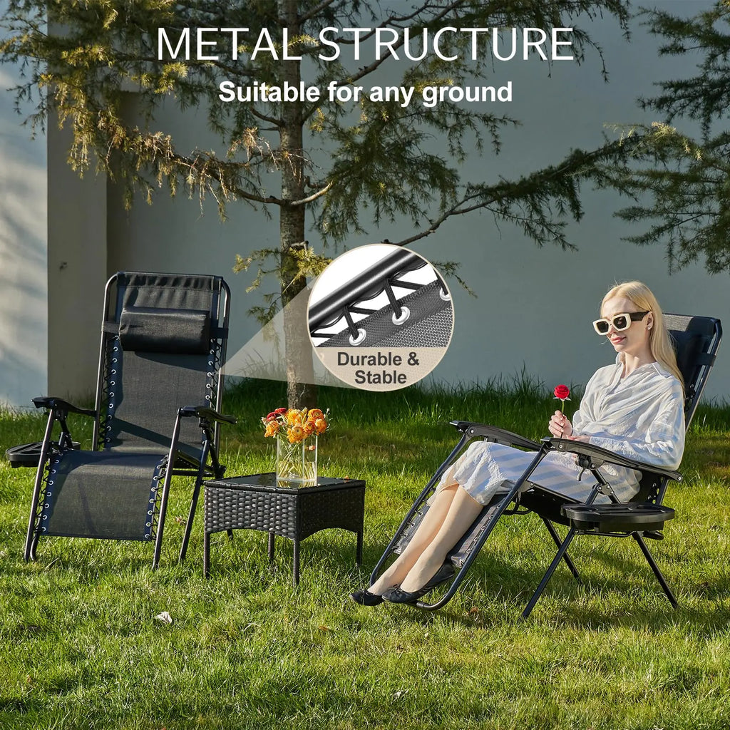Set of 2 Portable Recliner Camping Lounge Chair