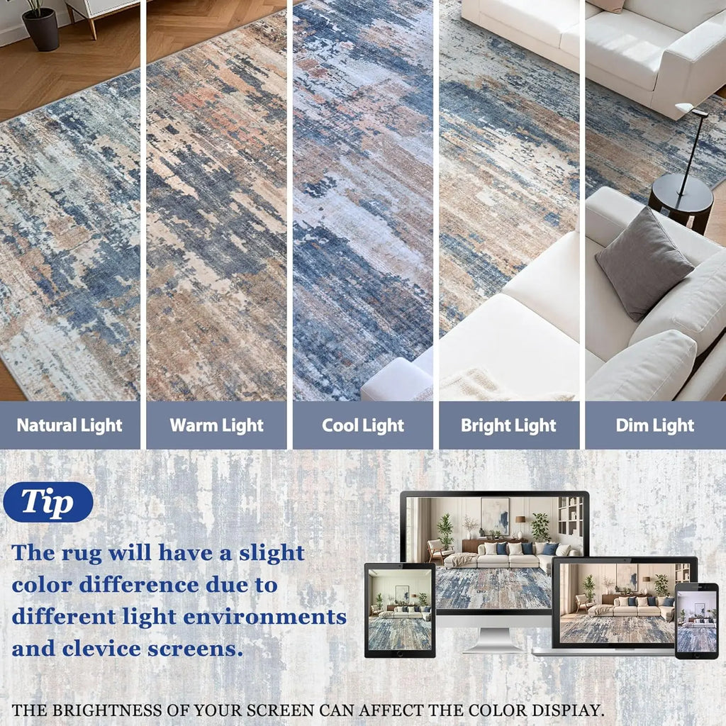 Large 9x12 Area Rug with Non-Slip Backing