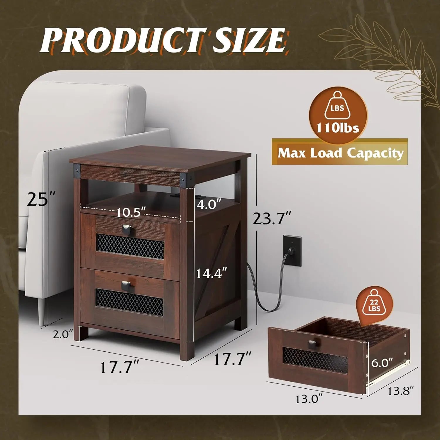 Nightstand with Charging Station