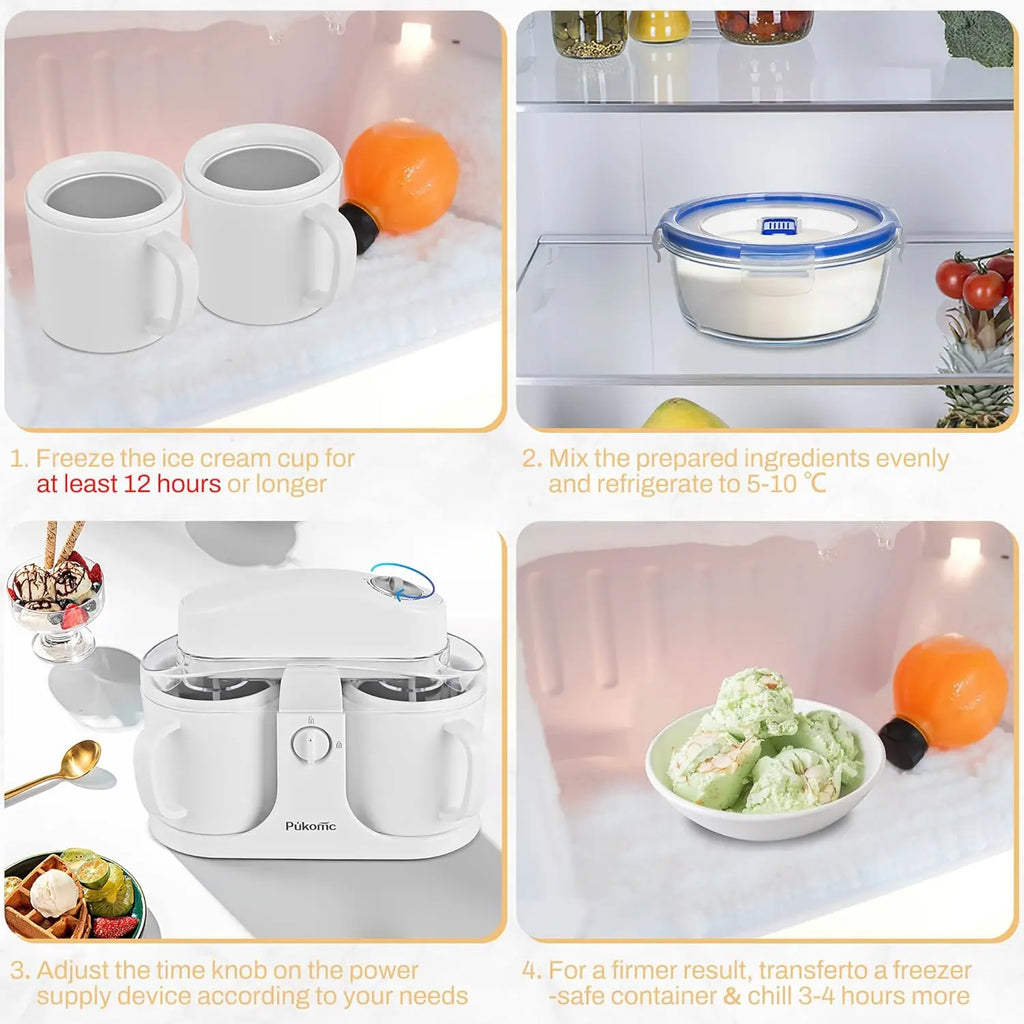 Home Ice Cream Maker with Two Bowls