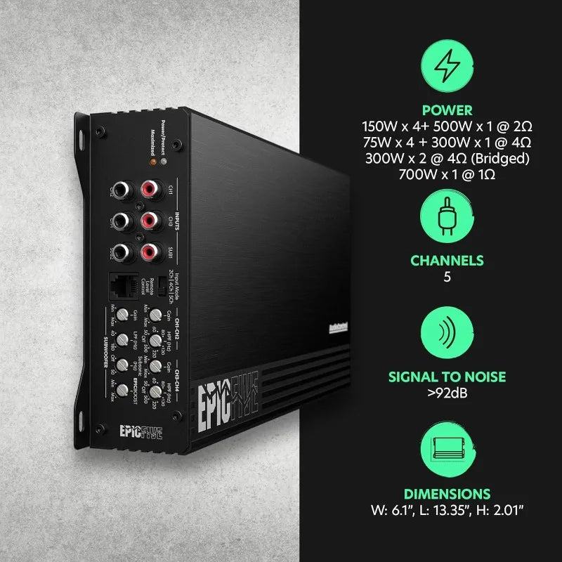 1100 Watt RMS 5-Channel Car Audio Amplifier