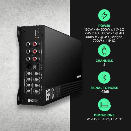 1100 Watt RMS 5-Channel Car Audio Amplifier