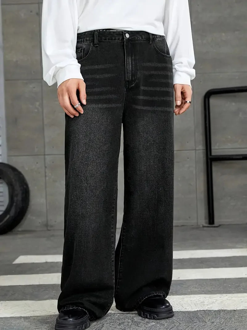 Loose Fit Wide  Black Denim