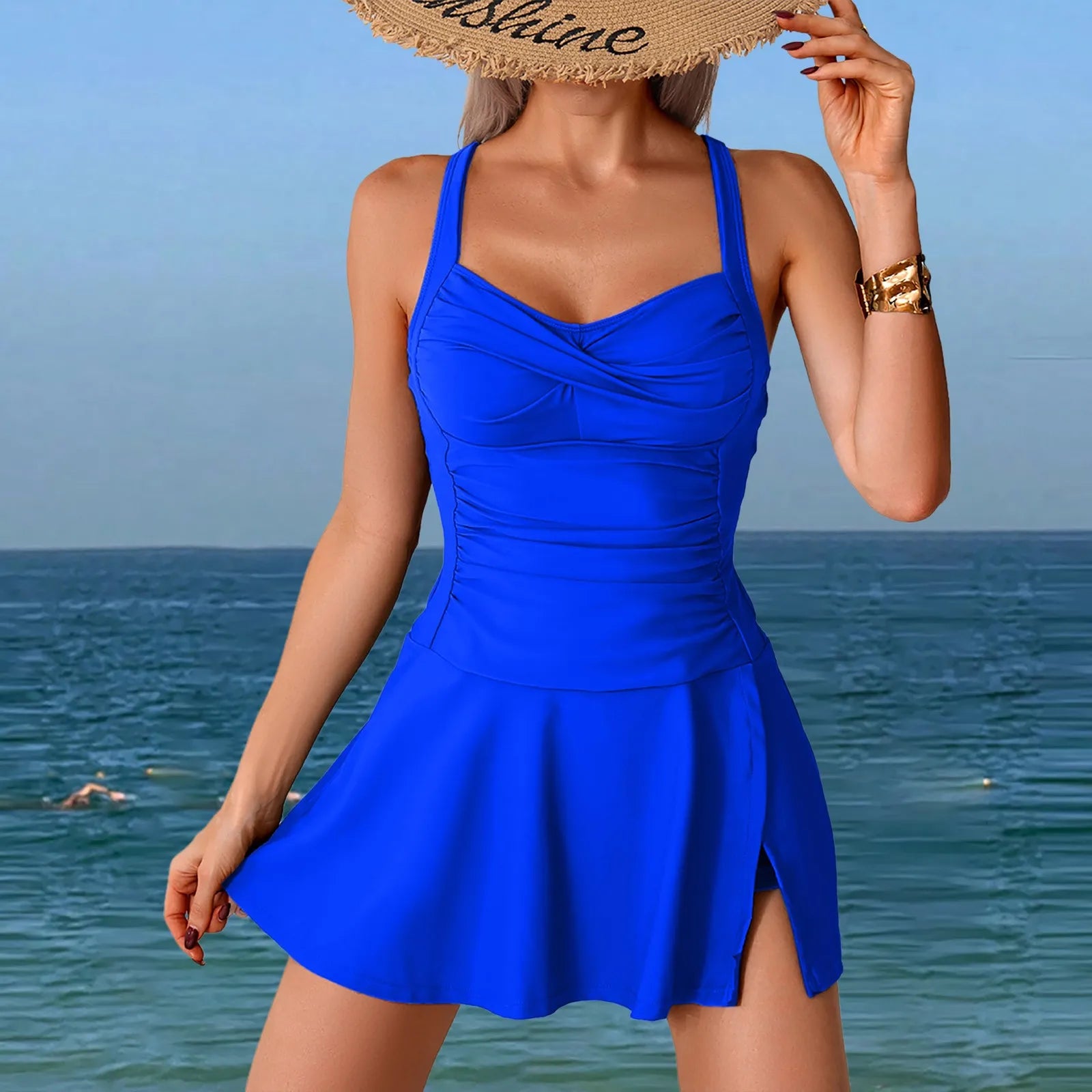 Tankini Pleated Swimsuit Set
