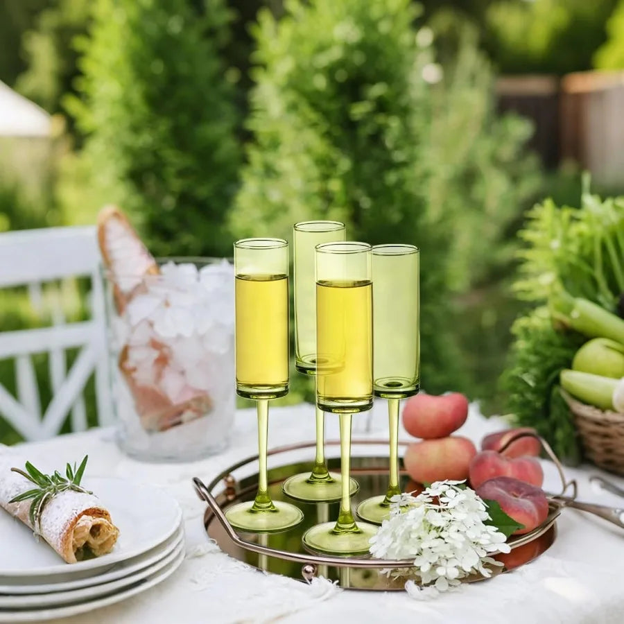 Green Champagne Glasses