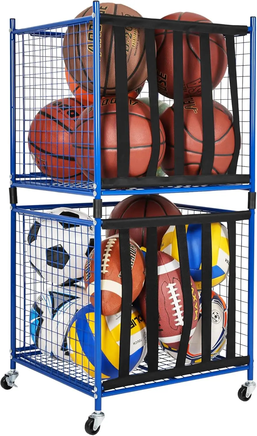 Rolling Sports Ball Storage Cart with Lockable Locker