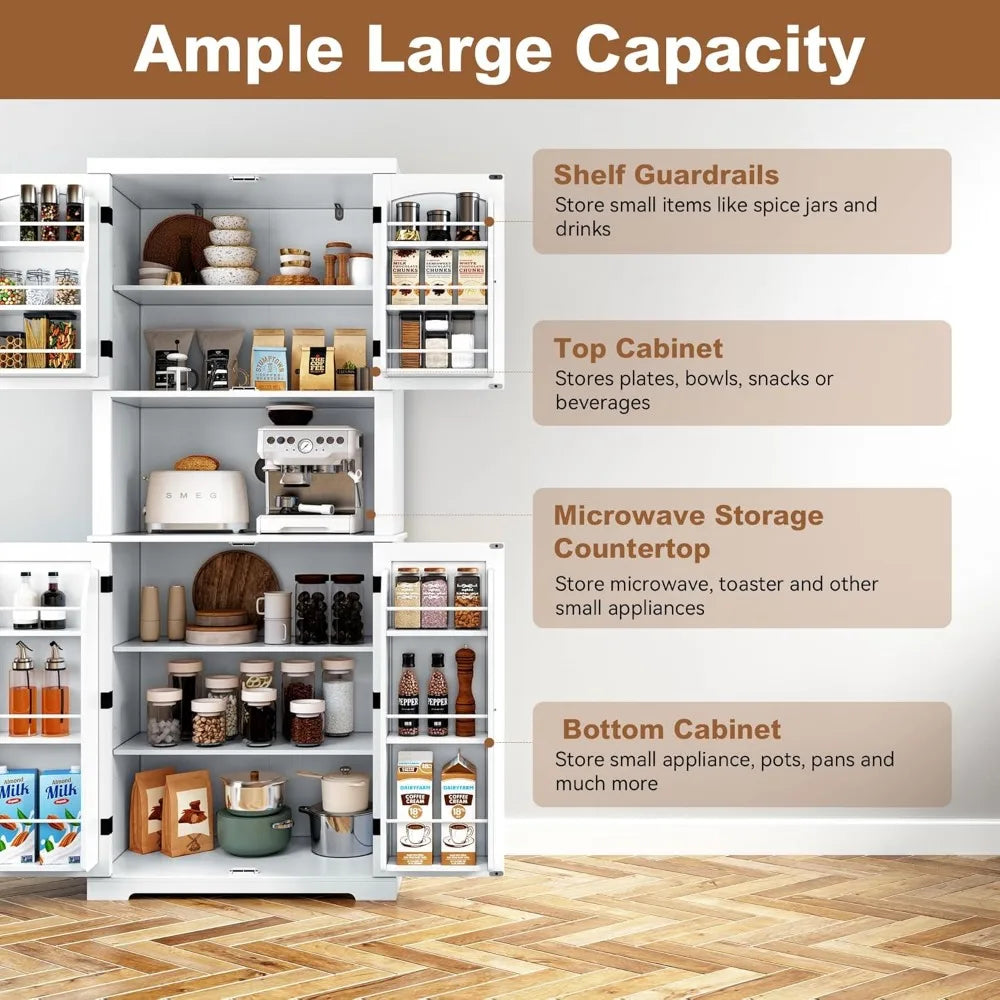 72" Kitchen Pantry Storage Cabinet