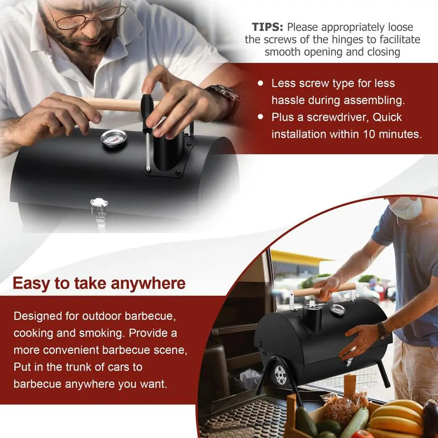 Portable Charcoal Grill with Thermometer