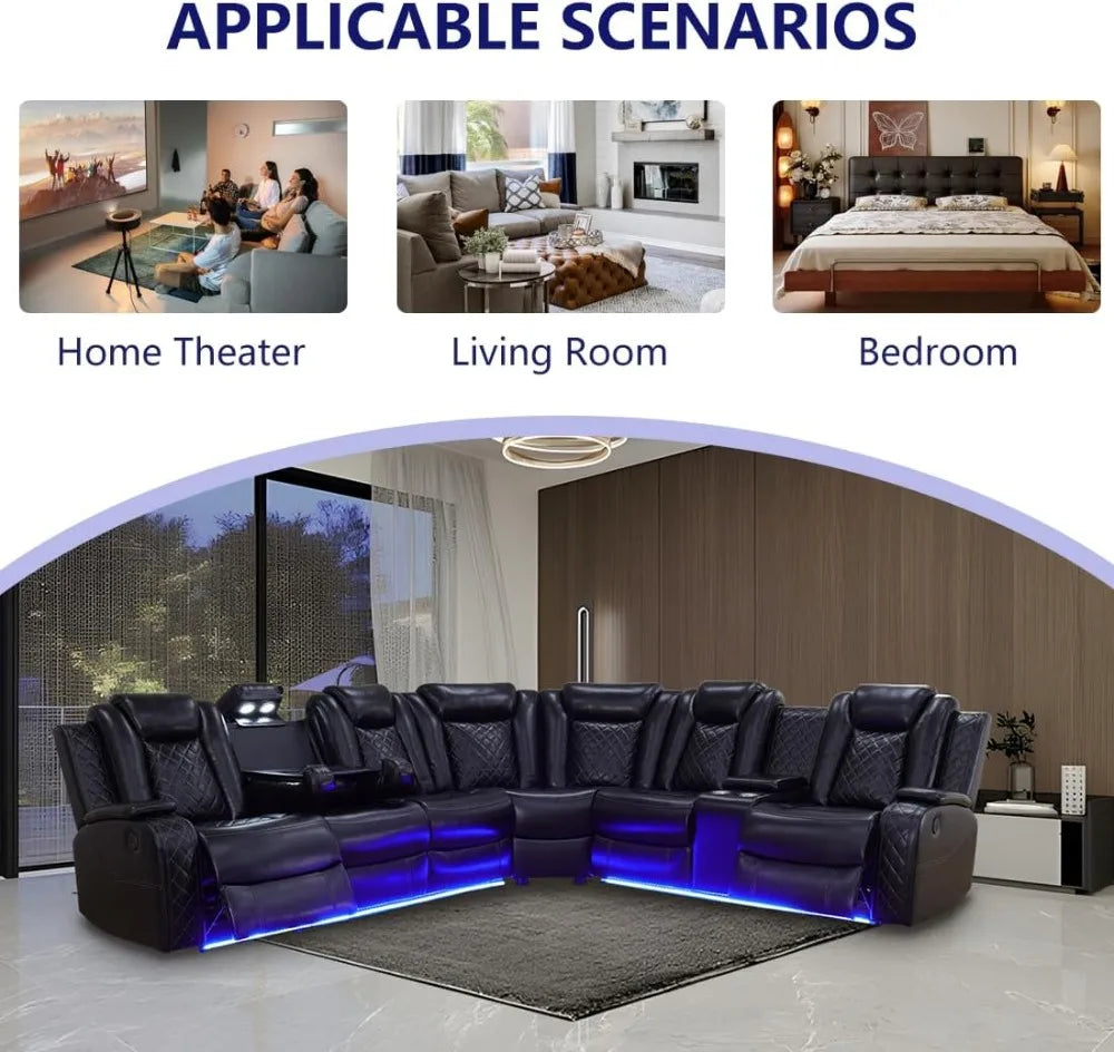 Modern L-Shaped Power Recliner Sofa Set