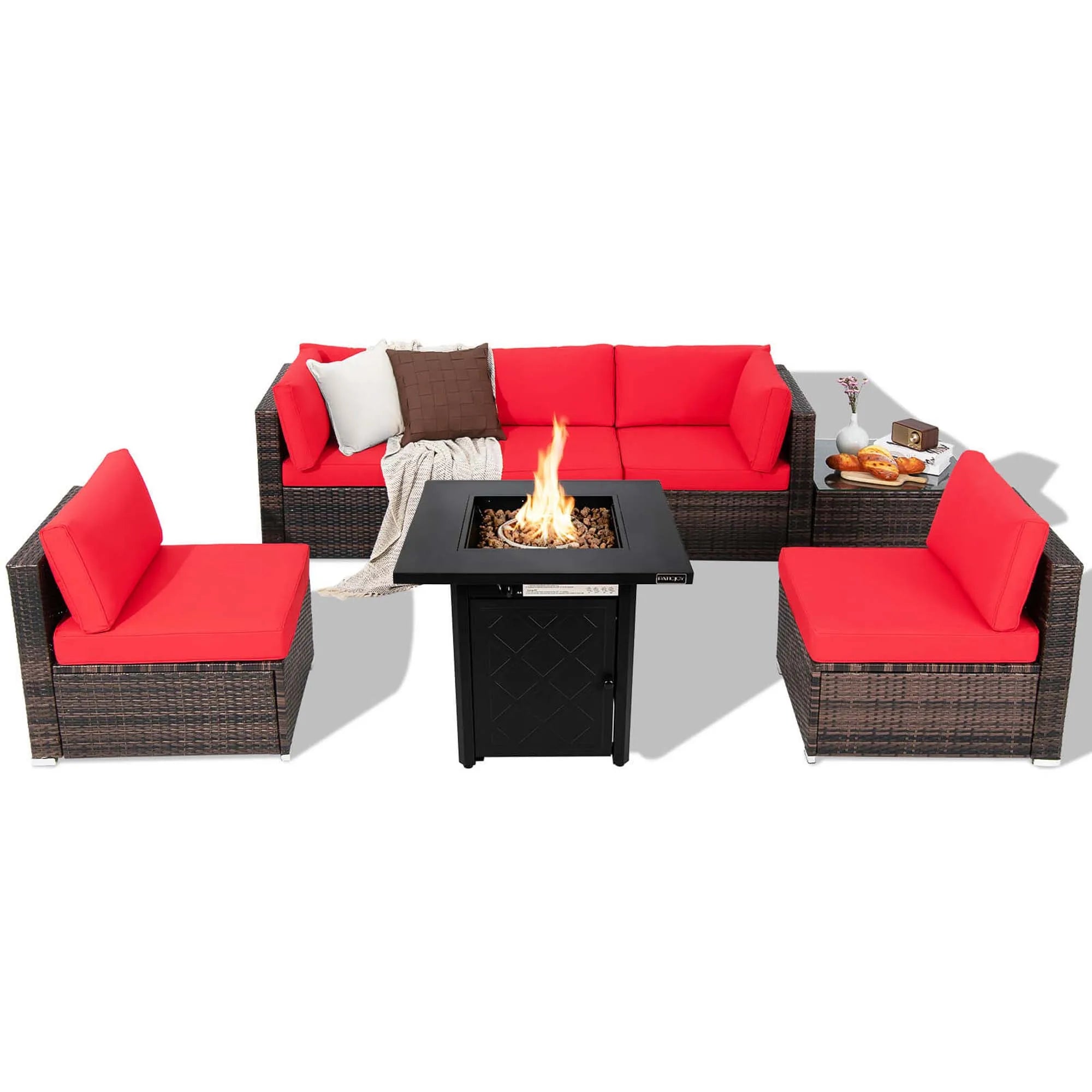 7 PCS Patio Furniture Set/ Fire Pit Table