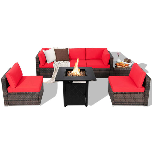 7 PCS Patio Furniture Set/ Fire Pit Table