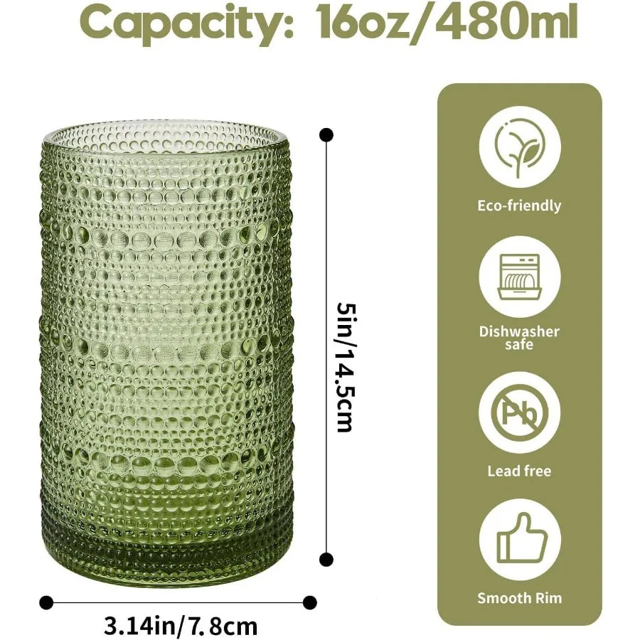 Embossed Green Tumblers for Water
