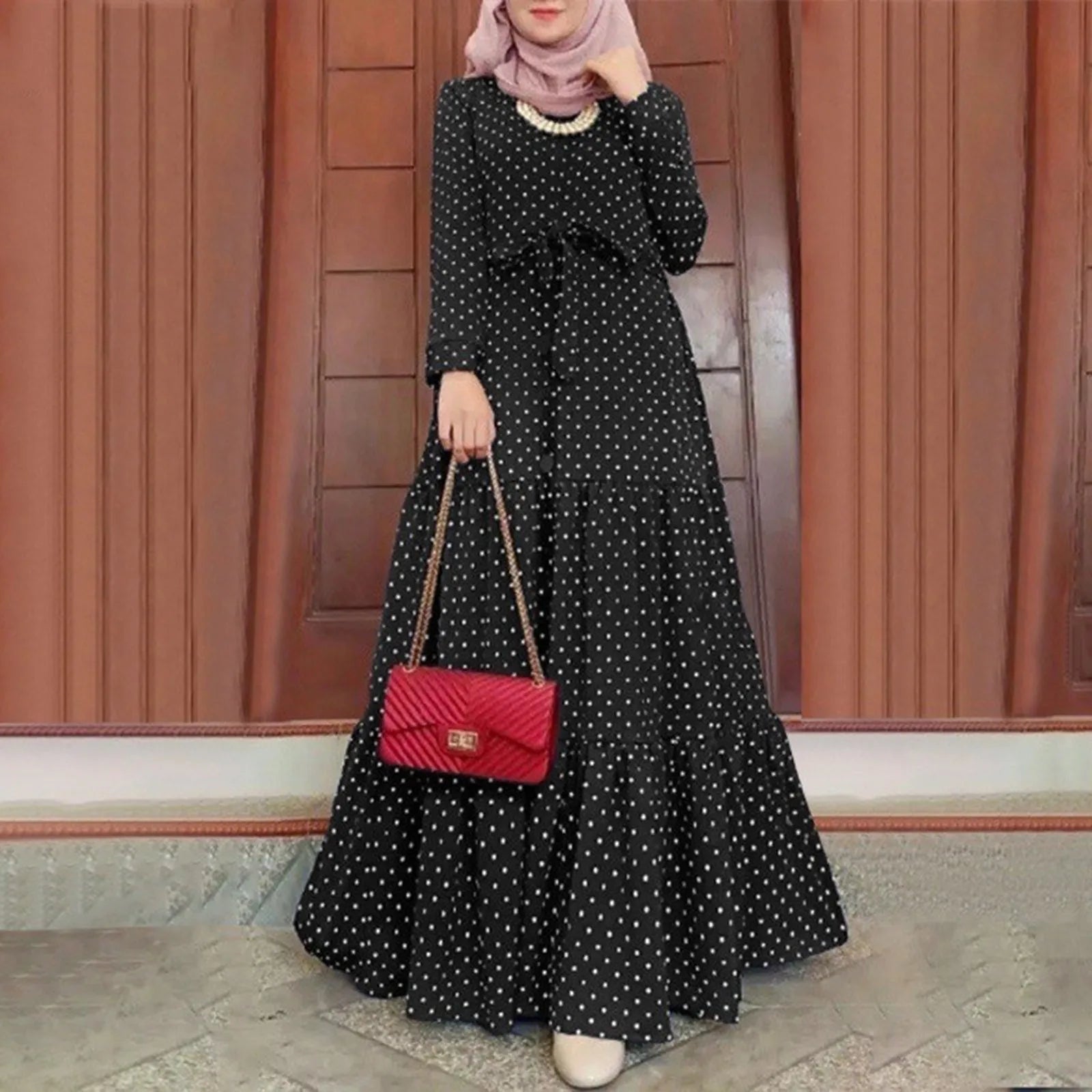 Polka Dot Dress Ruffle Belted