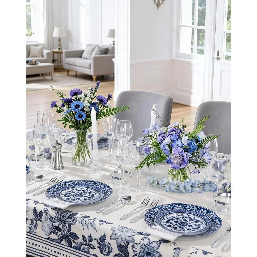 60pcs Blue Plastic Plates Set