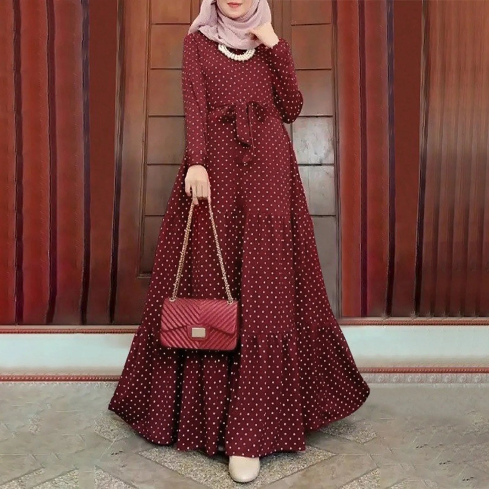 Polka Dot Dress Ruffle Belted