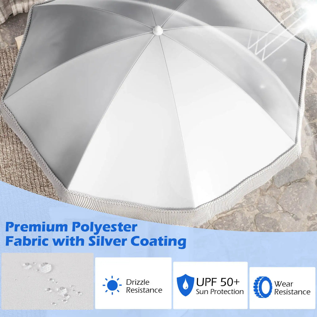 6.5 FT Outdoor Fringe Patio Umbrella