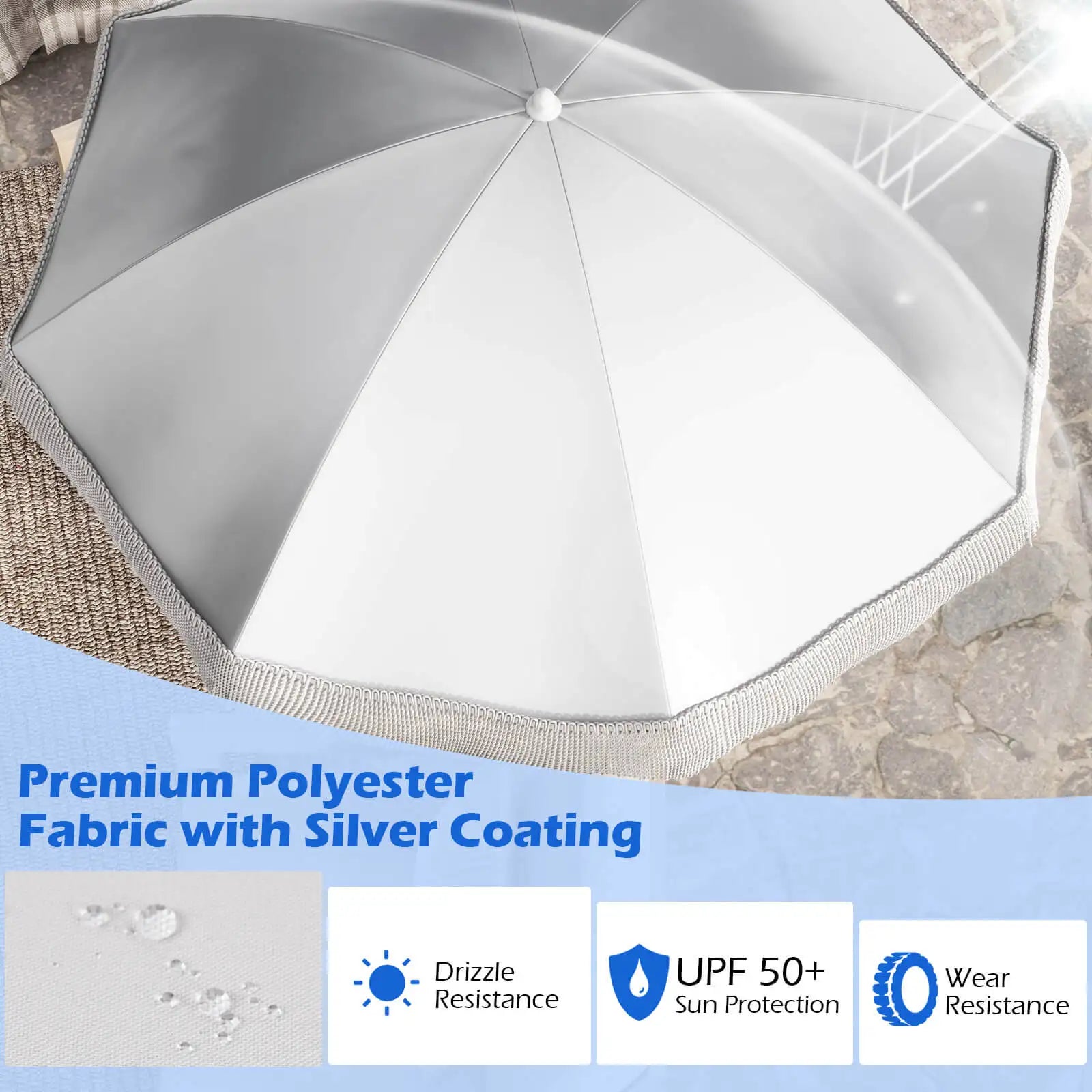 6.5 FT Outdoor Fringe Patio Umbrella