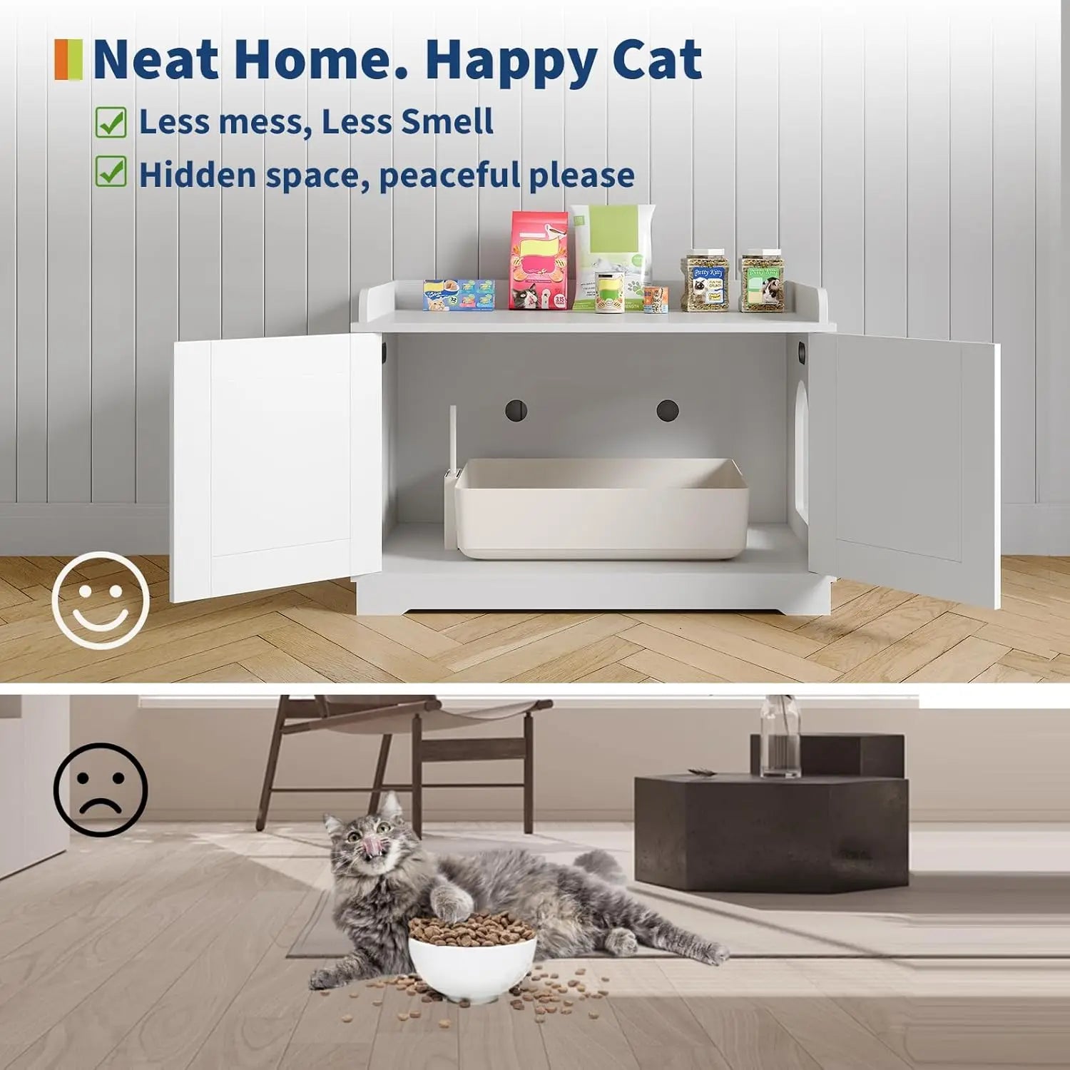 Hidden Wooden Cat Washroom Furniture Large
