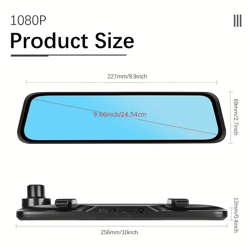 Touch Screen Mirror Dash Cam Front & Rear