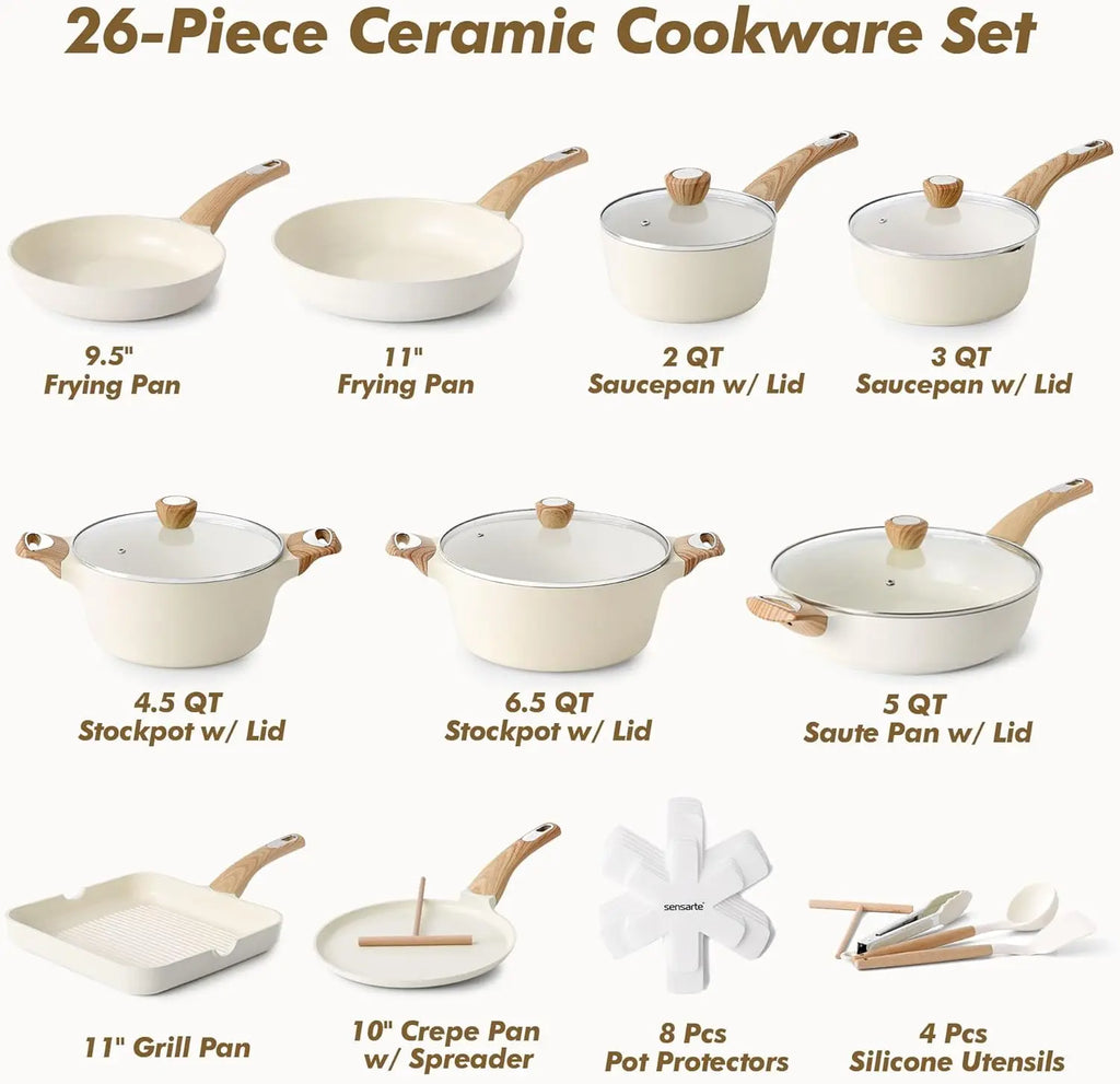 26-Piece Ceramic Nonstick Cookware Set