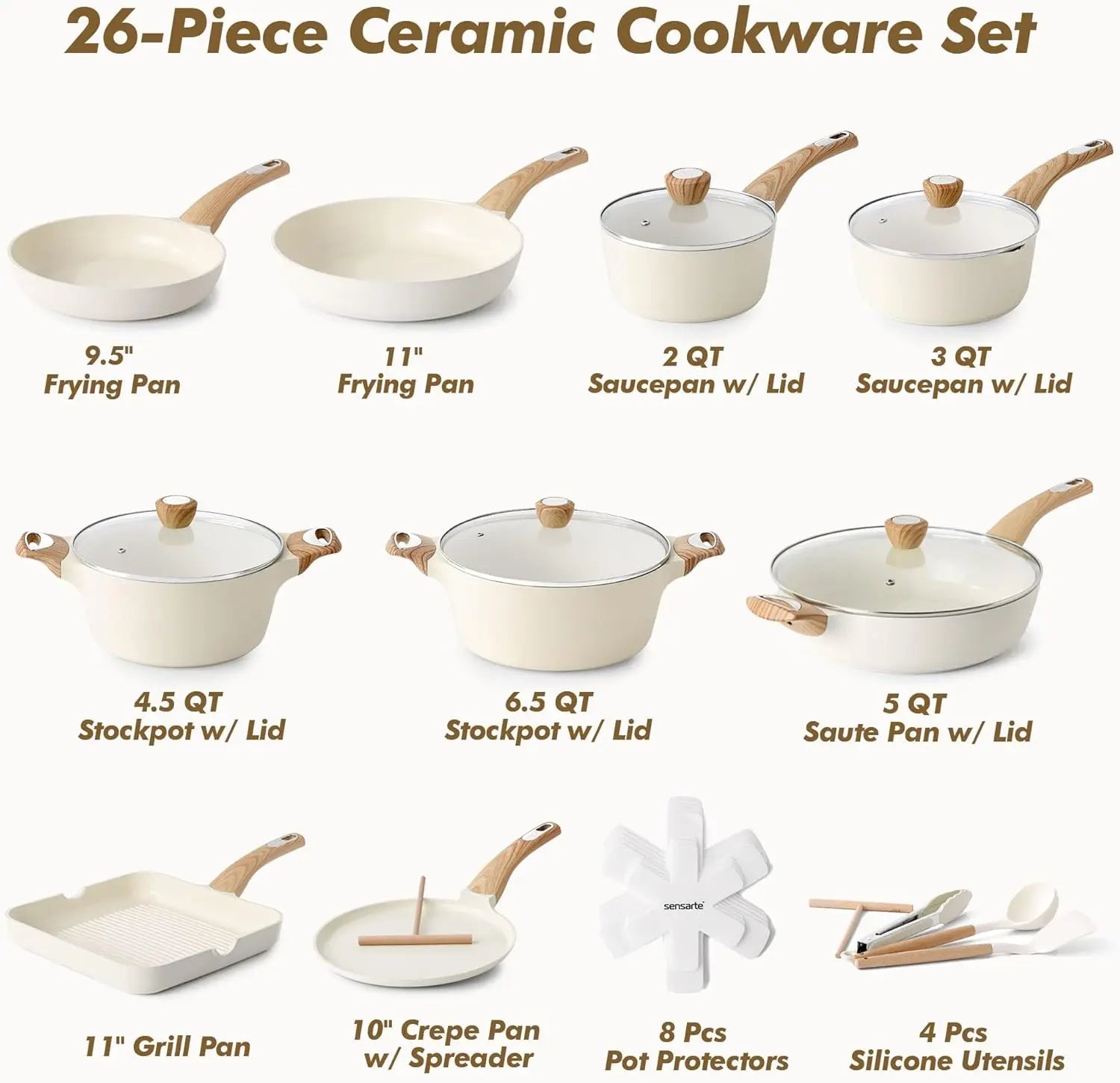 26-Piece Ceramic Nonstick Cookware Set