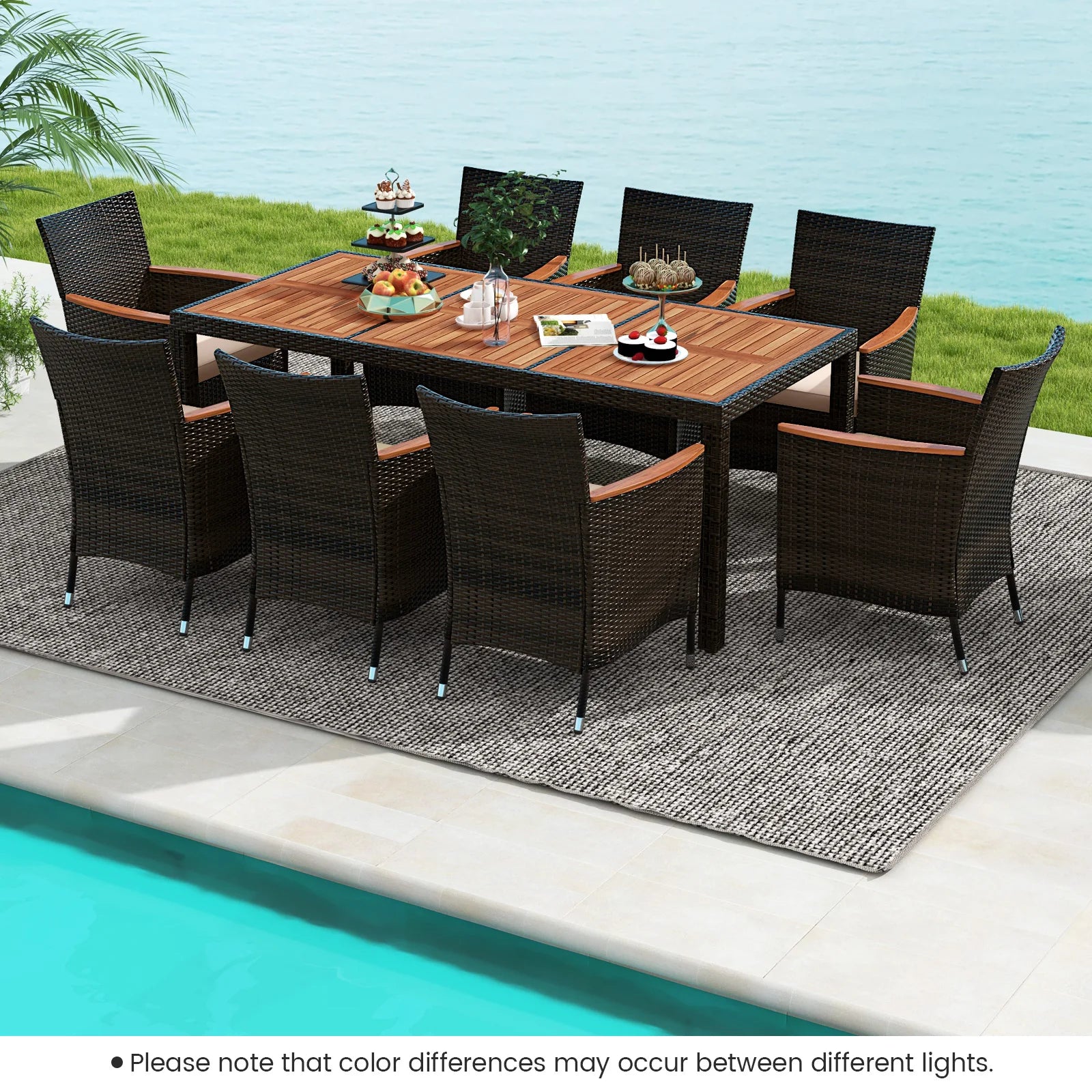 9PCS Patio Wicker Dining Set