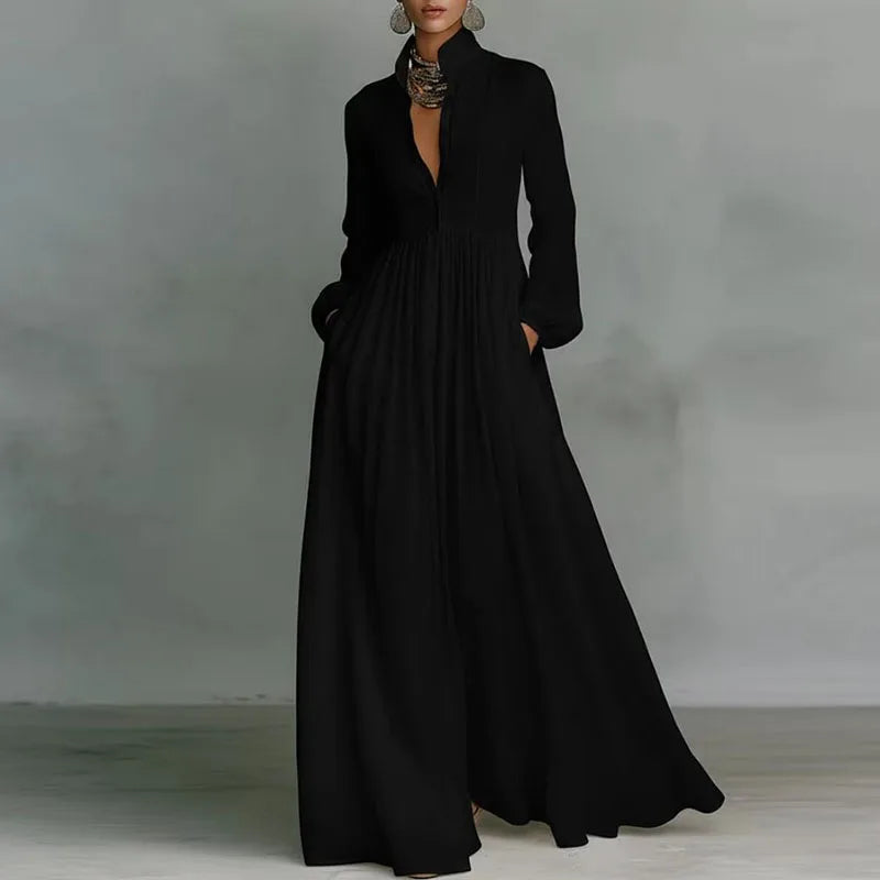 French Elegant High Waist Swing Long Dress
