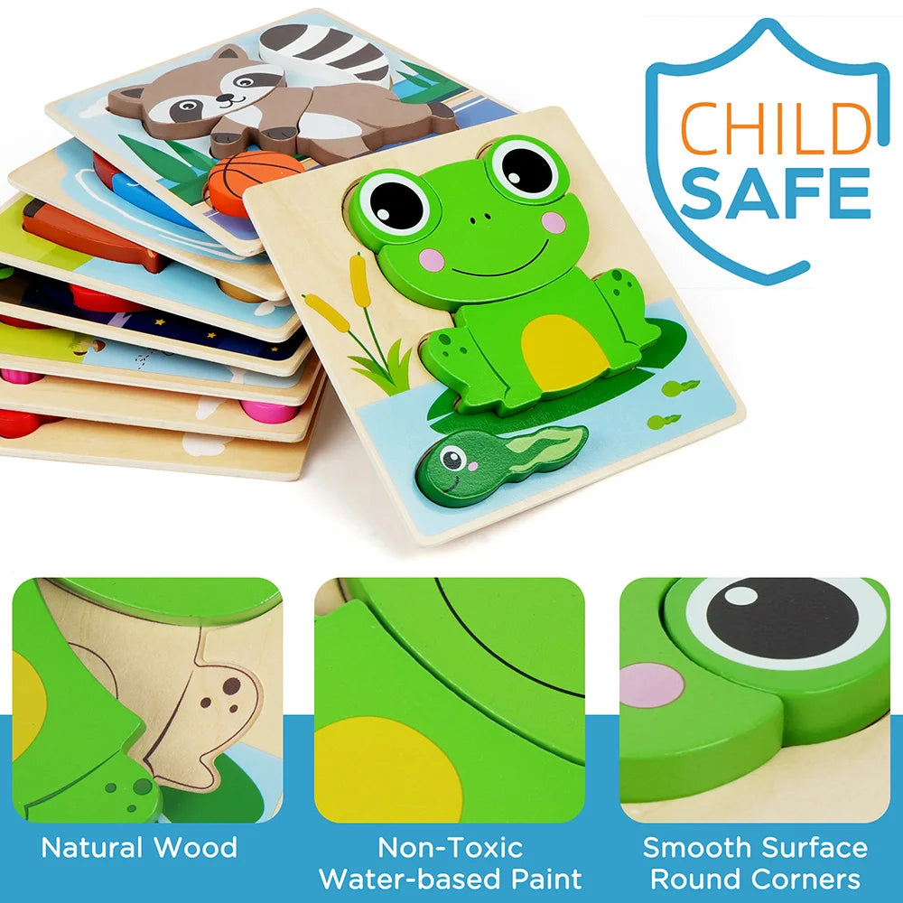 Animal Wooden 8 Pack Puzzles  For Toddlers