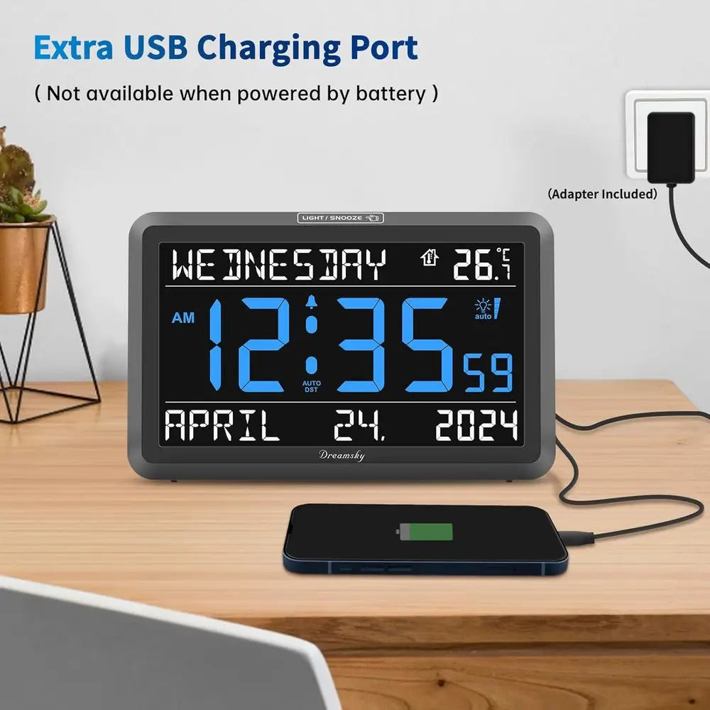 Large Digital Clock with Date