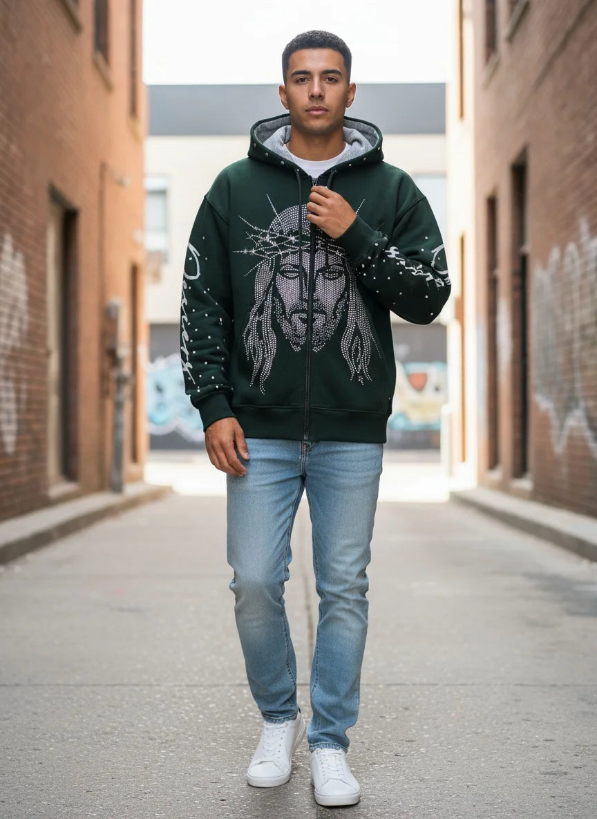 A loose hoodie street style