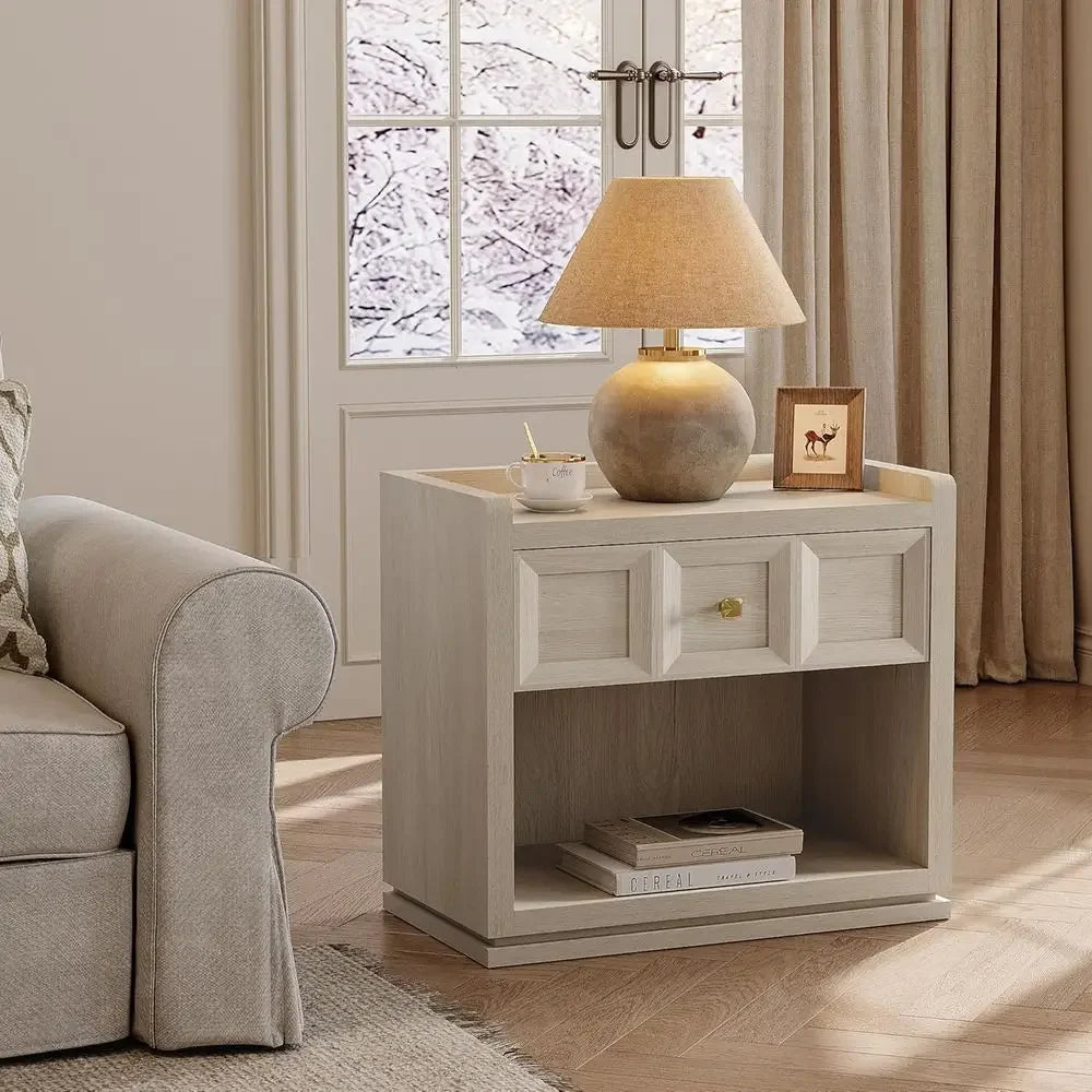 Pair of 26 Wide Grey White Oak Nightstands
